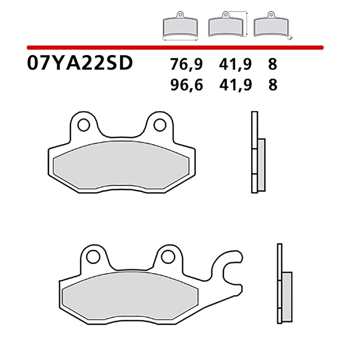 BREMBO KIT PASTIGLIE FRENO ANT. MONTA SU YAMAHA YXR FI RHINO 700 08-08-07YA22SD