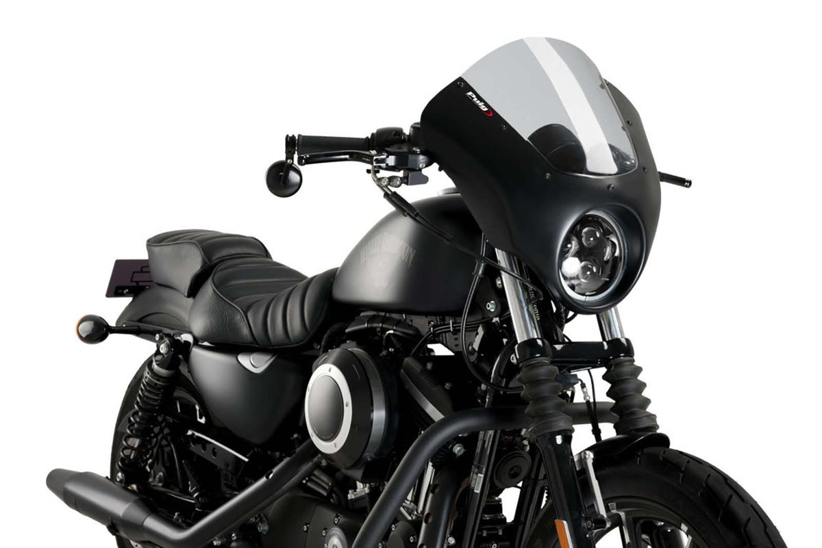 PUIG CUPOLINO SEMICARENATO DARK NIGHT PER HARLEY D. SPORTSTER XL883N IRON 13-20 FUME CHIARO