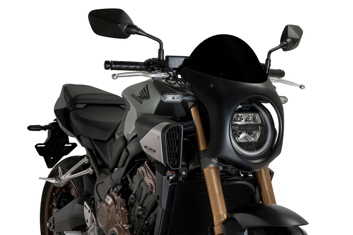 PUIG CUPOLINO SEMICARENATO PER HONDA CB650R NEO SPORTS CAFE 24-25 NERO-NERO