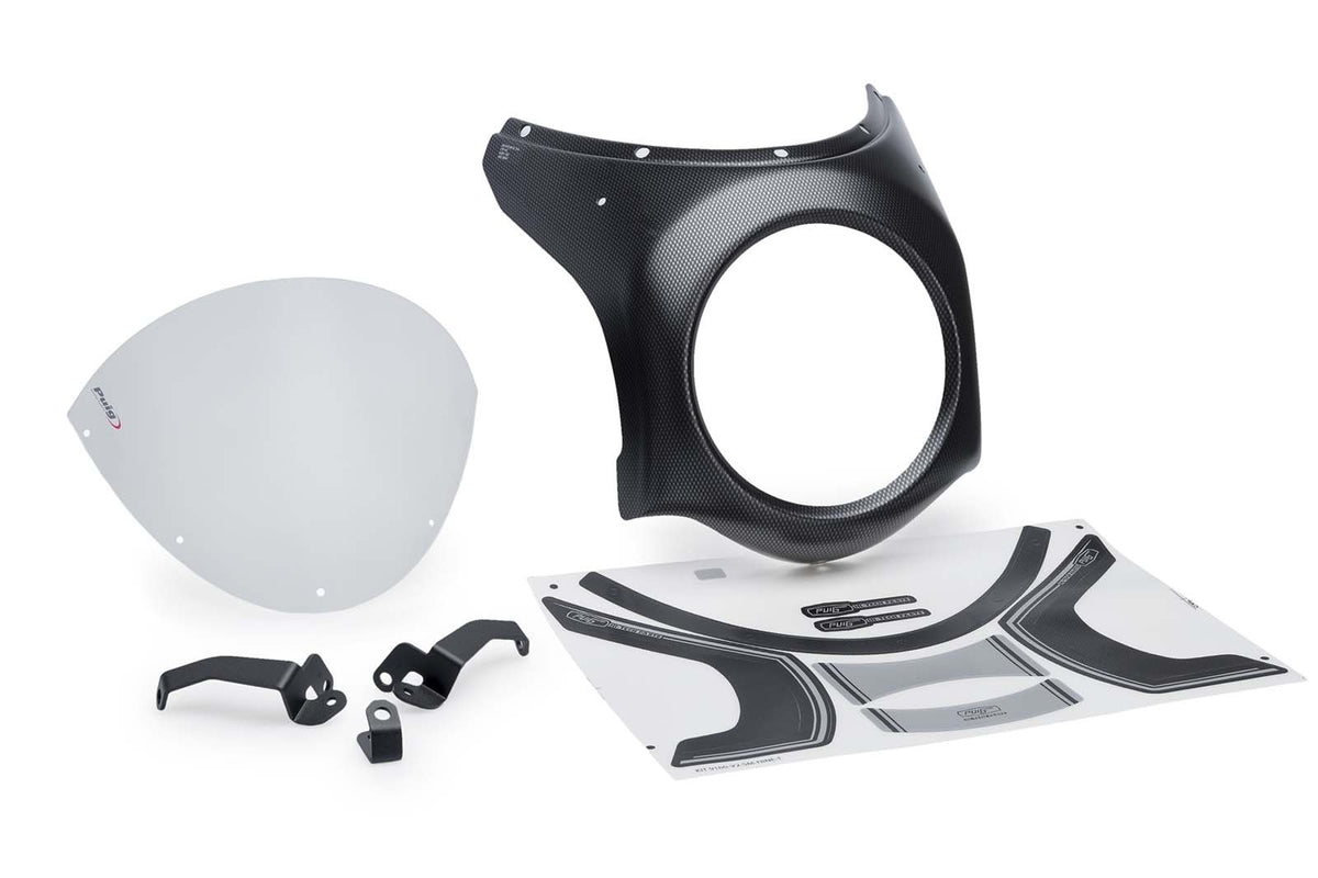 PUIG CUPOLINO SEMICARENATO PER HONDA CB650R NEO SPORTS CAFE 24-25 TRASPARENTE-CARBON