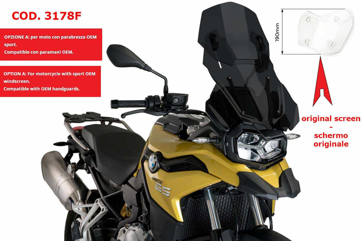 PUIG CUPOLINO REGOLABILE PER BMW F800 GS 24-25 FUME SCURO-3178F
