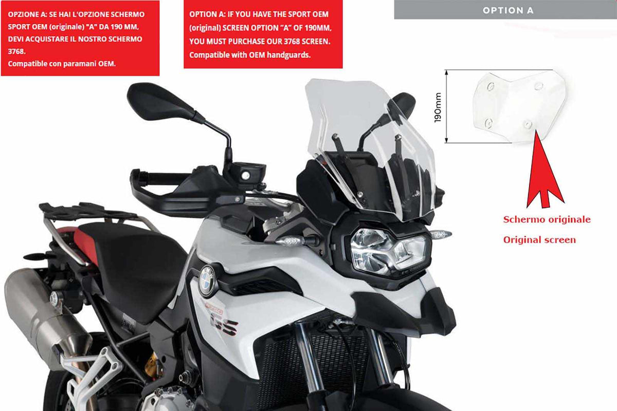 PUIG CUPOLINO TOURING PER BMW F800 GS 24-25 TRASPARENTE-CUP. SPORT OEM