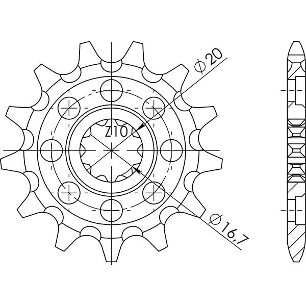 SGR PIGNONE S+2 AC P520-D13 KAWASAKI KX F 250 04/05