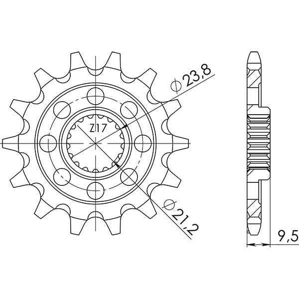 SGR PIGNONE S+2 AC P520-D13 PER SUZUKI RMX 4T 450 13/17