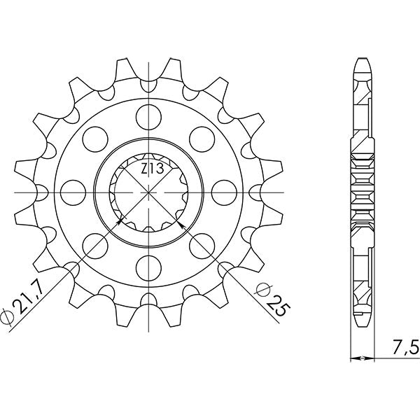 SGR PIGNONE S+2 AC P520-D13 KAWASAKI KX F 450 15-21