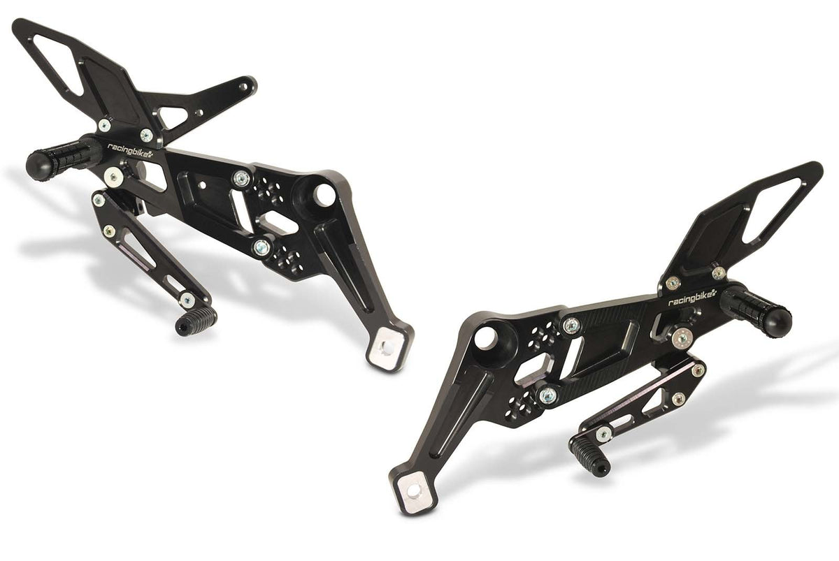 RACINGBIKE PEDANA REGOLABILE CON OFFSET VARIABILE E POGGIAPIEDE FISSO PER APRILIA RS660 2025 NERO