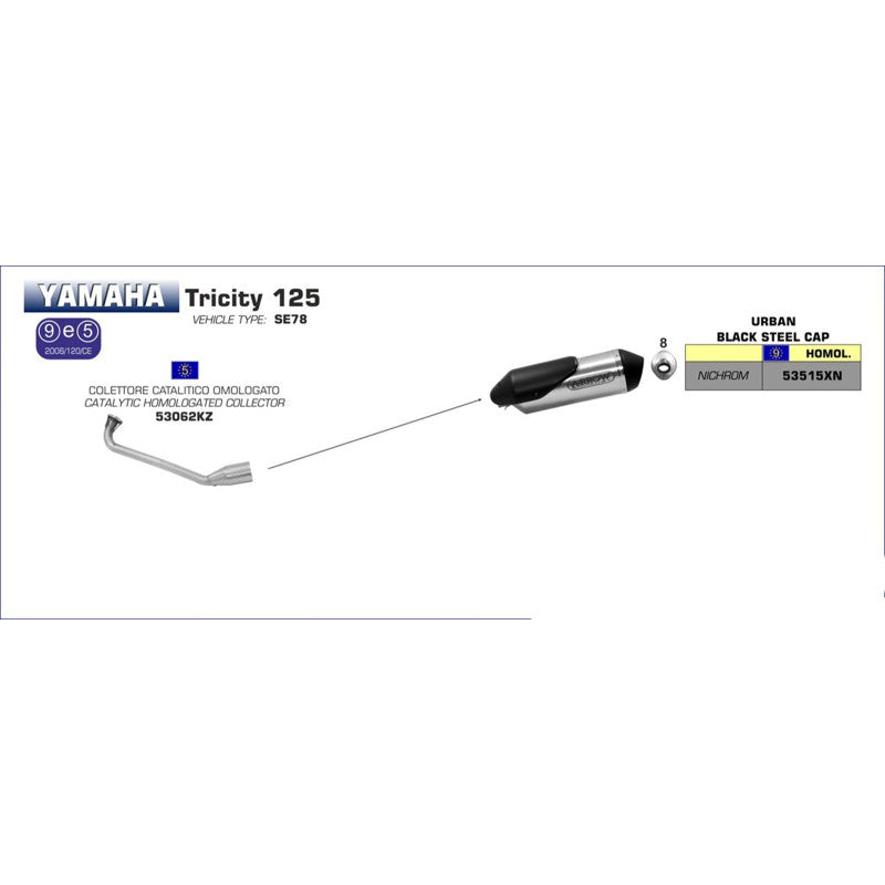 ARROW TERMINALE URBAN + COLLETTORE PER YAMAHA TRICITY 125 14-16