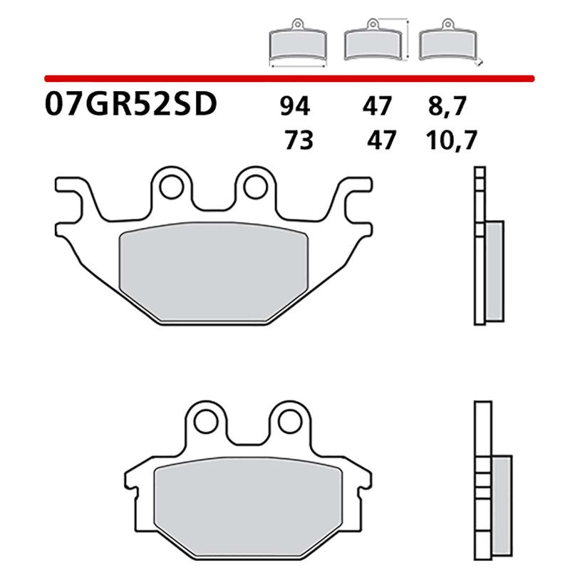 BREMBO KIT PASTIGLIE FRENO ANT. MONTA SU KYMCO UXV I 450 15-15-07GR52SD