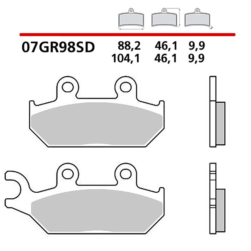 BREMBO KIT PASTIGLIE FRENO ANT. MONTA SU YAMAHA YXE WOLVERINE X2 R-SPEC 19-20-07GR98SD