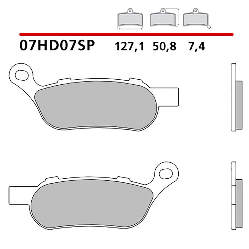 BREMBO KIT PASTIGLIE FRENO POST. MONTA SU HARLEY D. FXDWG DYNA WIDE GLIDE 1584 08-12-COD.07HD07SP