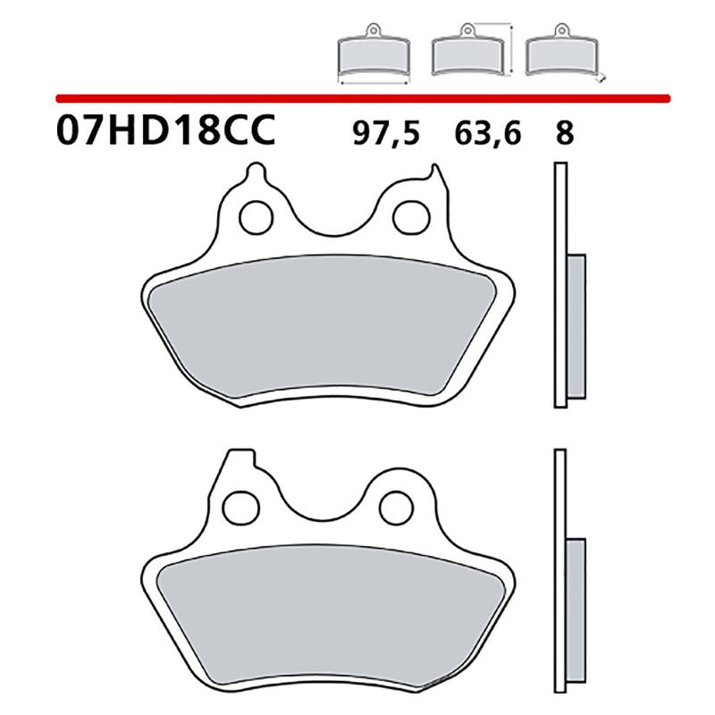 BREMBO KIT PASTIGLIE FRENO POST. MONTA SU HARLEY D. FXSTI SOFTAIL STANDARD 1450 04-06-COD.07HD18CC