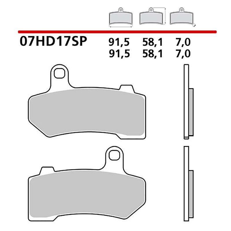 BREMBO KIT PASTIGLIE FRENO POST. MONTA SU HARLEY D. VRSCR 1130 STREET ROD 1130 05-07-COD.07HD17SP