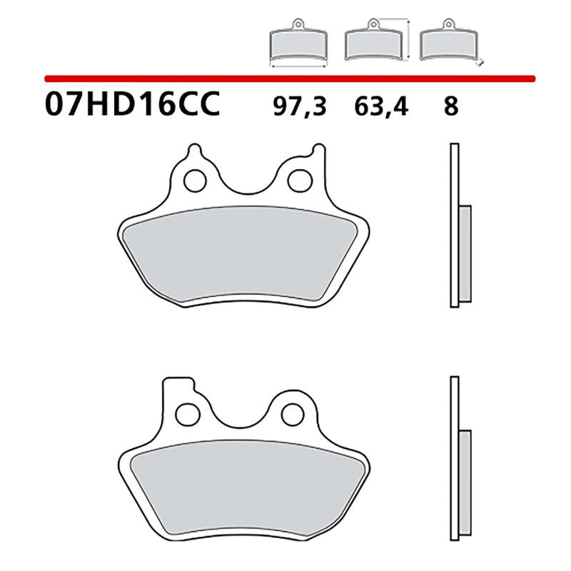 BREMBO KIT PASTIGLIE FRENO POST. MONTA SU HARLEY D. XL 883 HUG SPORTSTER HUGGER 883 00-03-COD.07HD16CC