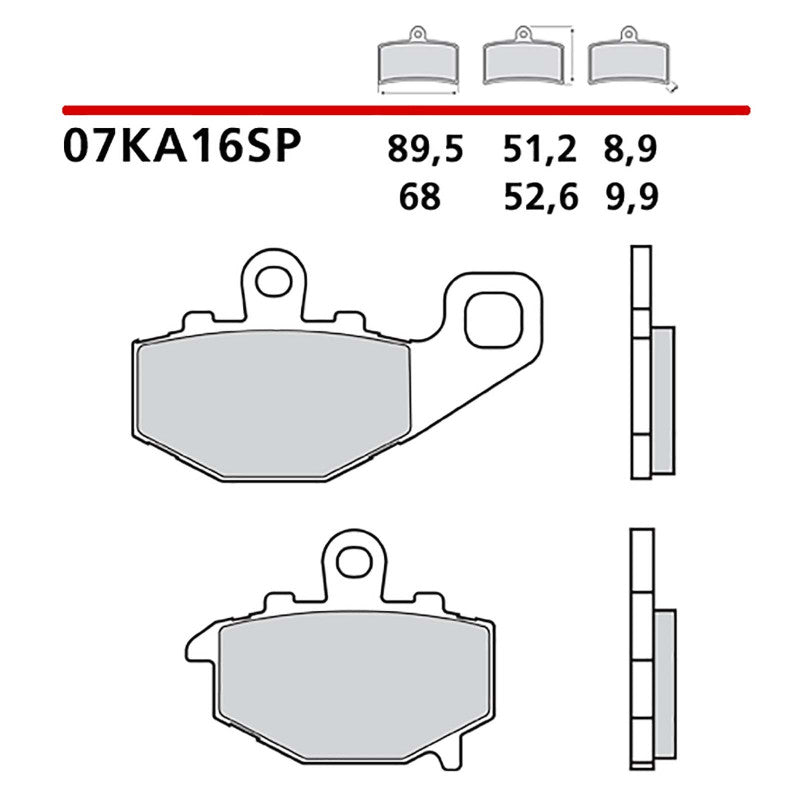 BREMBO KIT PASTIGLIE FRENO POST. MONTA SU KAWASAKI Z ABS 1000 10-13-COD.07KA16SP