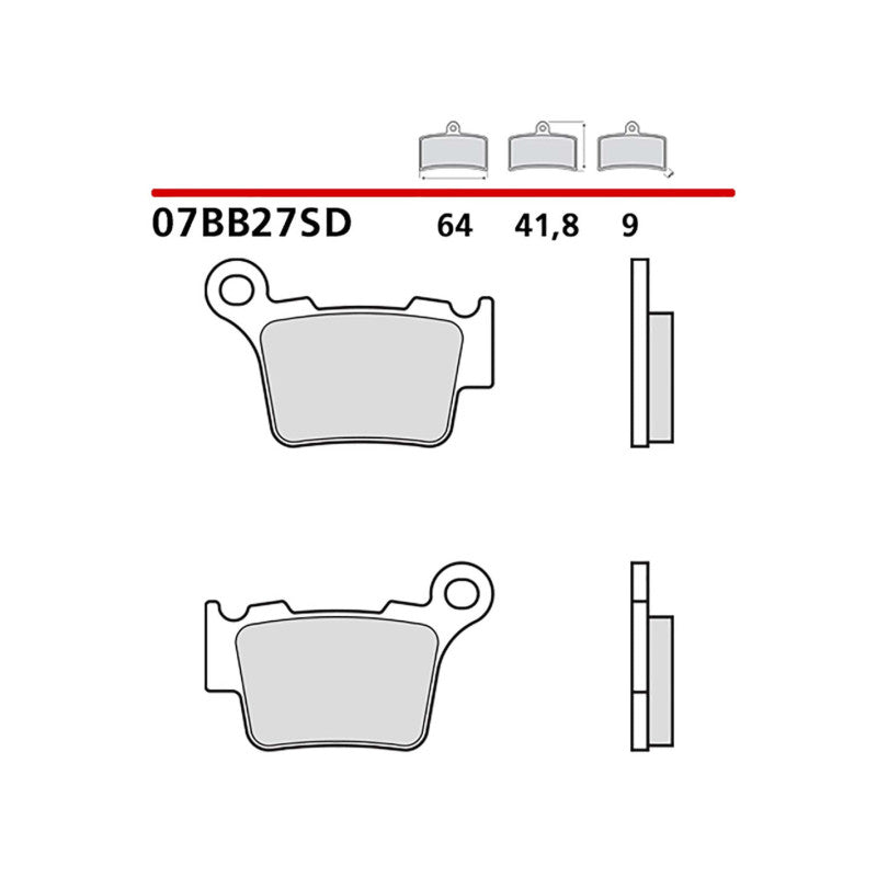 BREMBO KIT PASTIGLIE FRENO POST. MONTA SU KTM EXC SIX DAYS 125 14-16-COD.07BB27SD