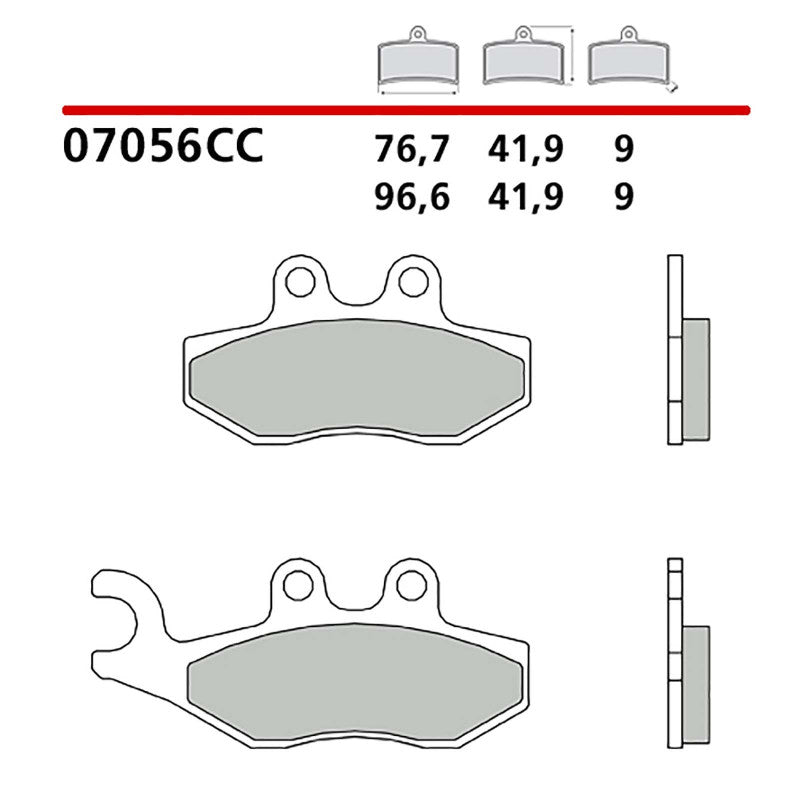 BREMBO KIT PASTIGLIE FRENO POST. MONTA SU PIAGGIO BEVERLY EURO 3 400 06-07-COD.07056