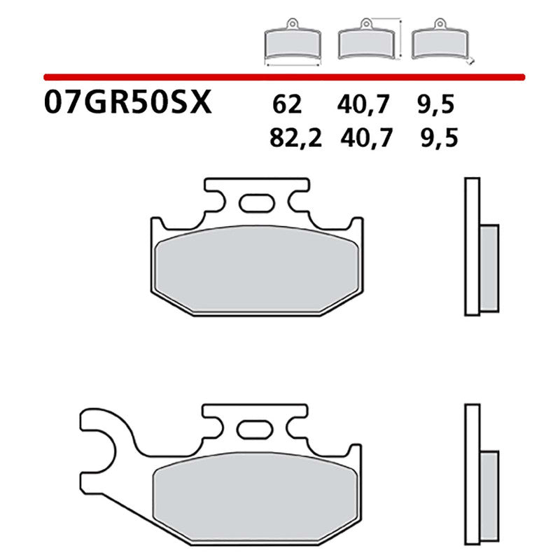 BREMBO KIT PASTIGLIE FRENO POST. MONTA SU SUZUKI LT-A F 500 2002-COD.07GR50SX