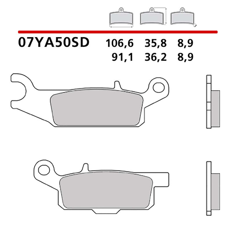 BREMBO KIT PASTIGLIE FRENO POST. MONTA SU YAMAHA YFM D GRIZZLY 550 13-13-COD.07YA50SD