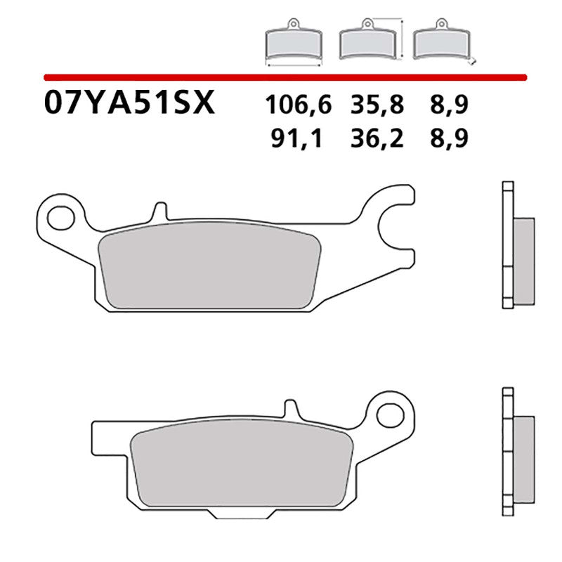 BREMBO KIT PASTIGLIE FRENO POST. MONTA SU YAMAHA YFM F WAD GRIZZLY 700 16-16-COD.07YA51SX