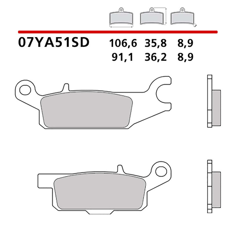BREMBO KIT PASTIGLIE FRENO POST. MONTA SU YAMAHA YFM FG GRIZZLY 550 09-09-COD.07YA51SD