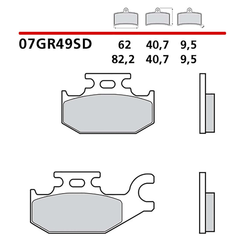 BREMBO KIT PASTIGLIE FRENO POST. MONTA SU YAMAHA YFM FX WOLVERINE 450 06-10-COD.07GR49SD