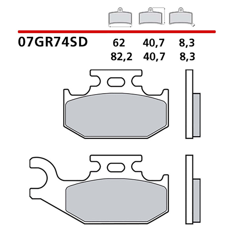 BREMBO KIT PASTIGLIE FRENO POST. MONTA SU YAMAHA YXR F 450 06-06-COD.07GR74SD