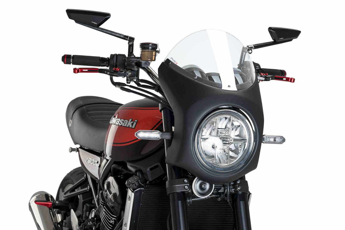 PUIG CUPOLINO SEMICARENATO PER KAWASAKI Z900 RS SE 22-25 TRASPARENTE-NERO