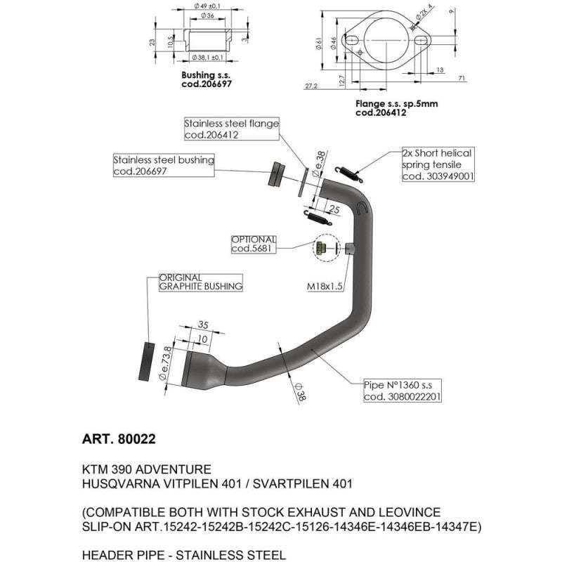 LEOVINCE KIT COLLETTORI PER HUSQVARNA VITPILEN 401 20-23