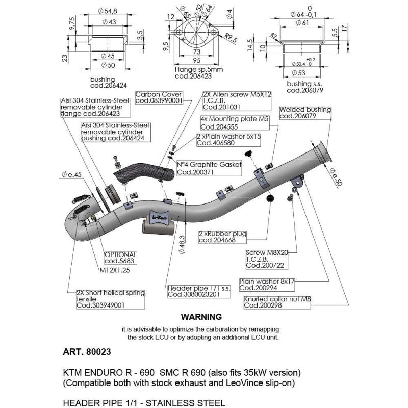LEOVINCE KIT COLLETTORI PER KTM 690 ENDURO R 21-24