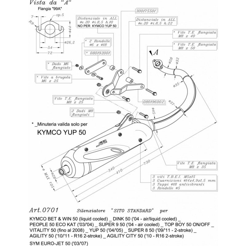 LEOVINCE SCARICO COMPLETO SITO PER KYMCO VITALITY 50 07-08 ACCIAIO