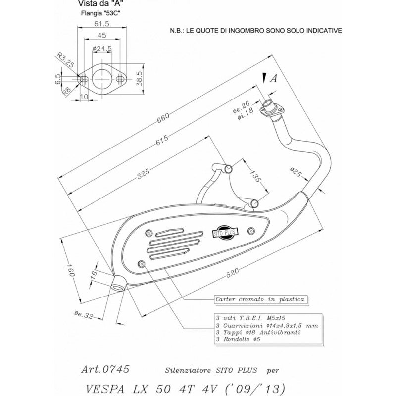 LEOVINCE SCARICO COMPLETO SITOPLUS PER VESPA LX 50 4T 4 VALVES 09-11 ACCIAIO