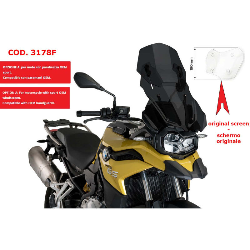 PUIG CUPOLINO REGOLABILE PER BMW F800 GS 24-25 FUME SCURO-3178F