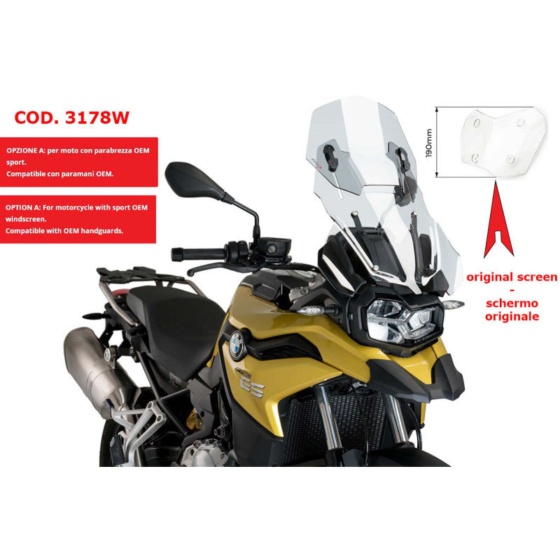 PUIG CUPOLINO REGOLABILE PER BMW F850 GS ADVENTURE 19-23 TRASPARENTE-3178W