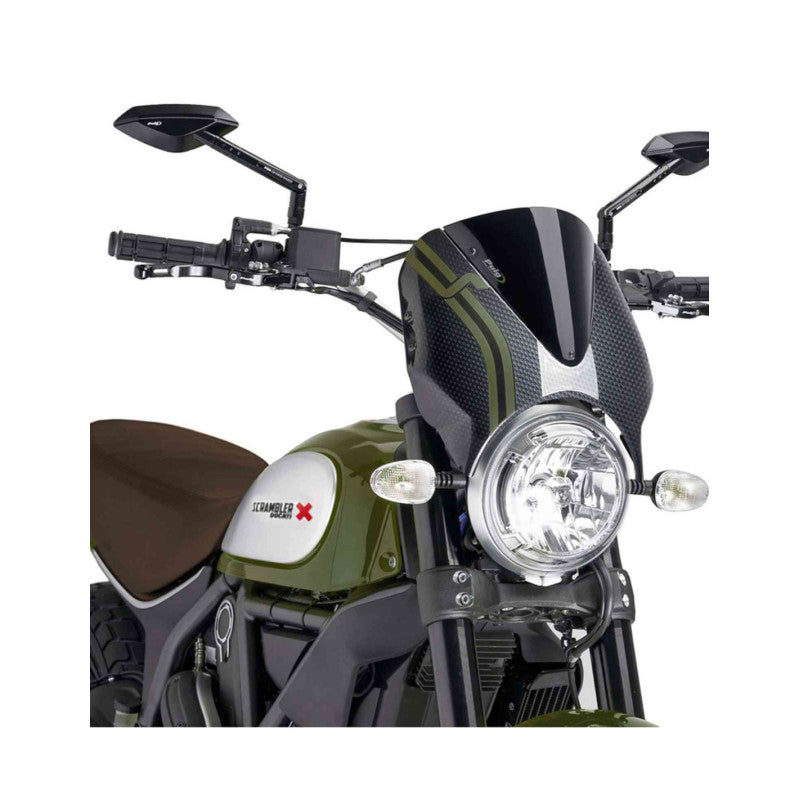 PUIG CUPOLINO RETRO PER DUCATI SCRAMBLER DESERT SLED 23-25 NERO-CARBON