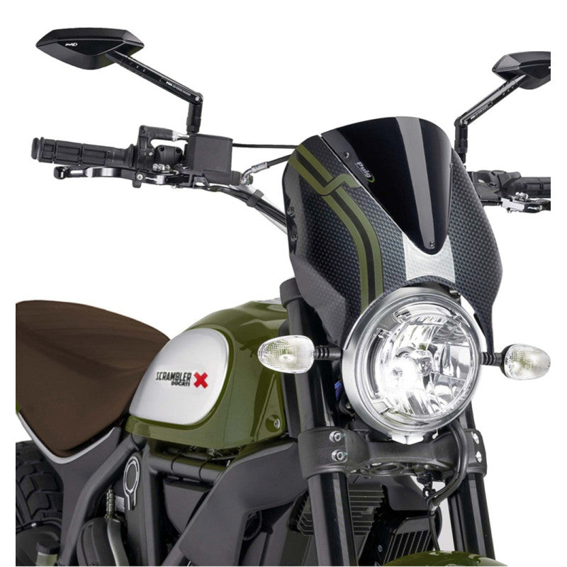 PUIG CUPOLINO RETRO PER DUCATI SCRAMBLER ICON DARK 2020 NERO-CARBON