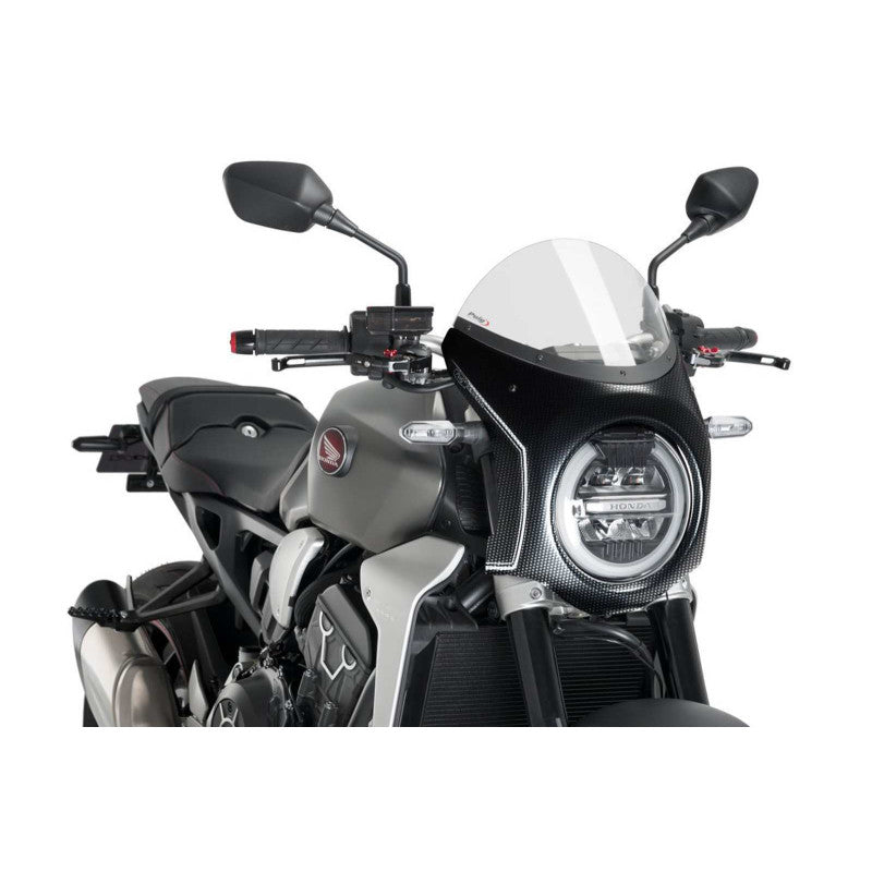 PUIG CUPOLINO SEMICARENATO PER HONDA CB650R NEO SPORTS CAFE 21-23 TRASPARENTE-CARBON