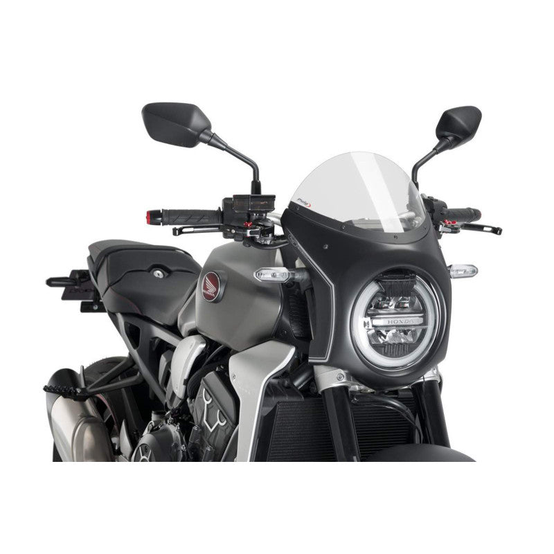PUIG CUPOLINO SEMICARENATO PER HONDA CB650R NEO SPORTS CAFE 21-23 TRASPARENTE-NERO