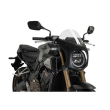 PUIG CUPOLINO SEMICARENATO PER HONDA CB650R NEO SPORTS CAFE ECLUTCH 24-25 TRASPARENTE-NERO