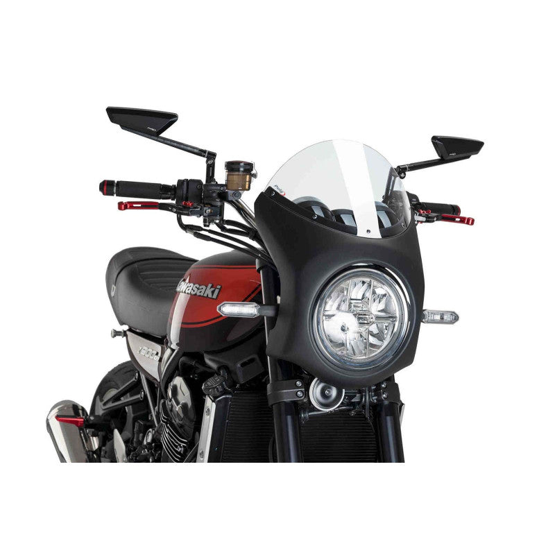 PUIG CUPOLINO SEMICARENATO PER KAWASAKI Z900RS 18-20 TRASPARENTE-NERO