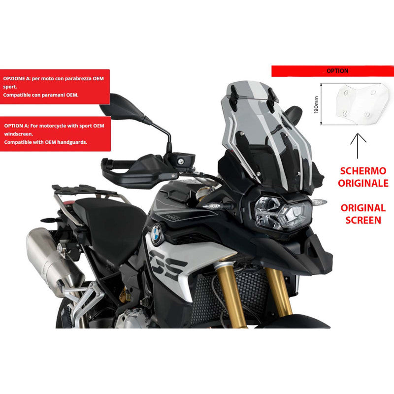PUIG CUPOLINO TOURING-VISIERA PER BMW F800 GS 24-25 FUME CHIARO-CUP. SPORT OEM