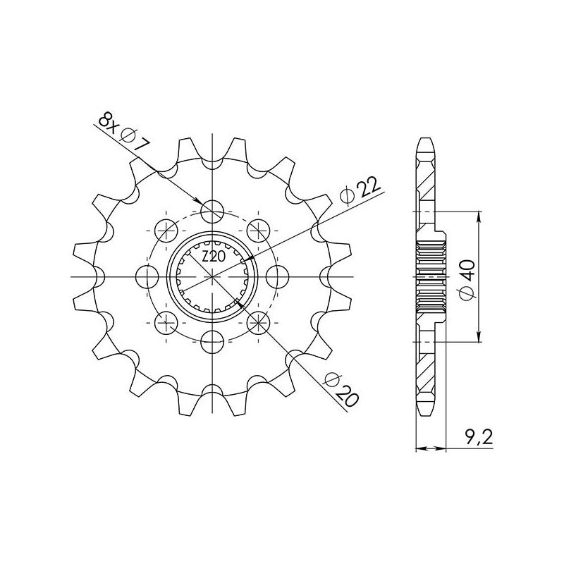 SGR PIGNONE S+2 AC P520-D14 PER SUZUKI LT Z QUADSPORT 400 03-12